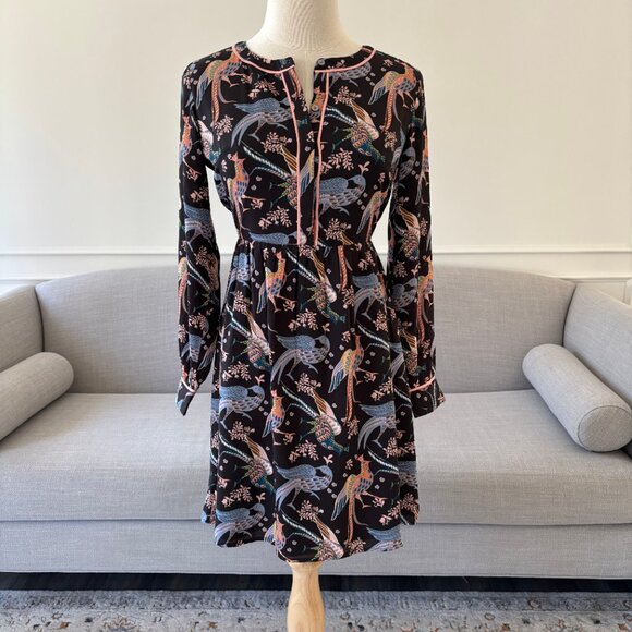 Long Sleeve Dress with Peacock Motif - Loft Size 0 - Picture 1 of 3